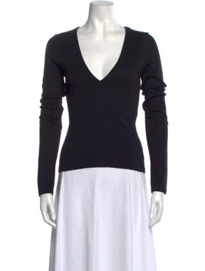Pre-owned Flore Flore V-neck Long Sleeve T-shirt In Blue