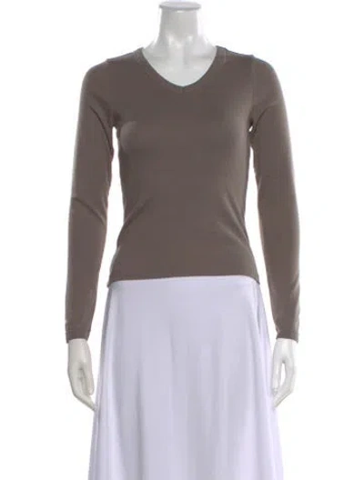 Pre-owned Flore Flore V-neck Long Sleeve T-shirt In Gray