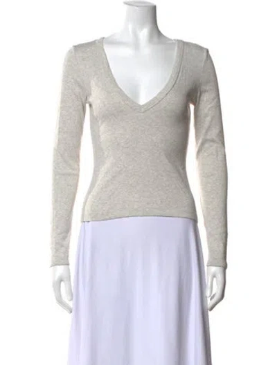 Pre-owned Flore Flore V-neck Long Sleeve T-shirt In Grey
