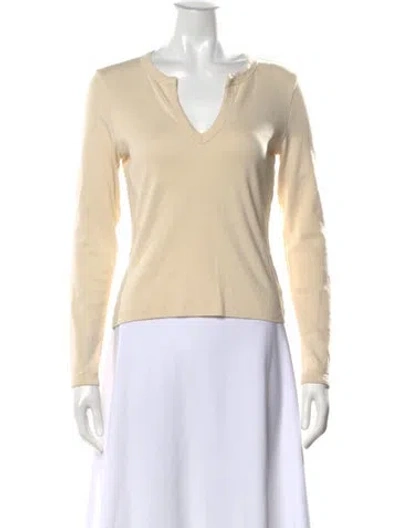Pre-owned Flore Flore V-neck Long Sleeve T-shirt In Neutral