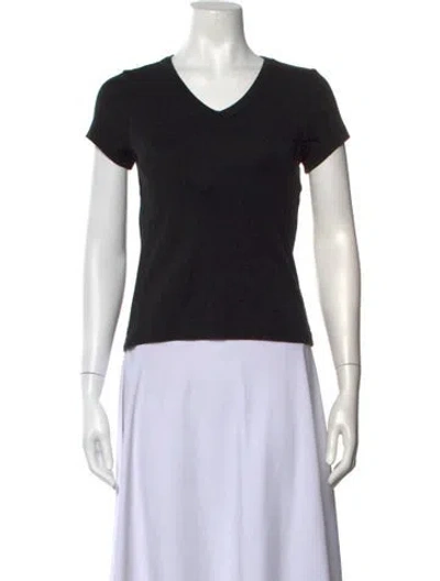 Pre-owned Flore Flore V-neck Short Sleeve T-shirt In Black