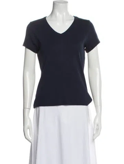 Pre-owned Flore Flore V-neck Short Sleeve T-shirt In Blue