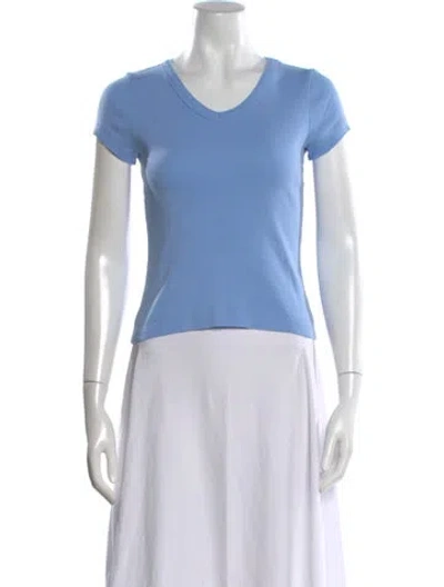 Pre-owned Flore Flore V-neck Short Sleeve T-shirt In Blue