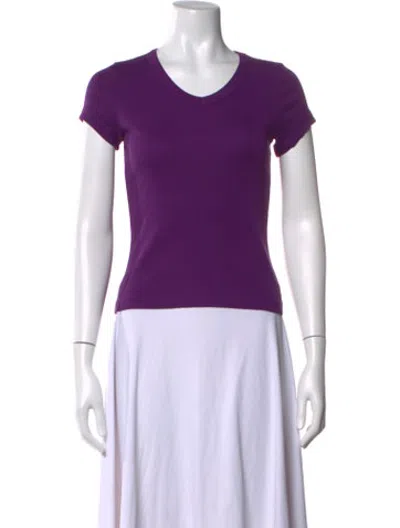 Pre-owned Flore Flore V-neck Short Sleeve T-shirt In Purple