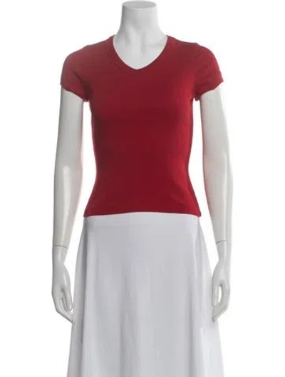 Pre-owned Flore Flore V-neck Short Sleeve T-shirt In Red