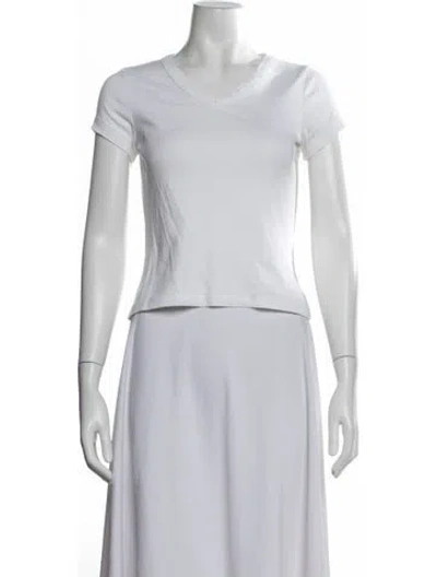 Pre-owned Flore Flore V-neck Short Sleeve T-shirt In White