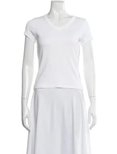 Pre-owned Flore Flore V-neck Short Sleeve T-shirt In White