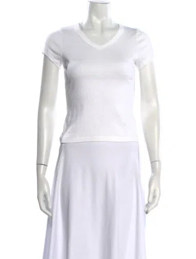 Pre-owned Flore Flore V-neck Short Sleeve T-shirt In White