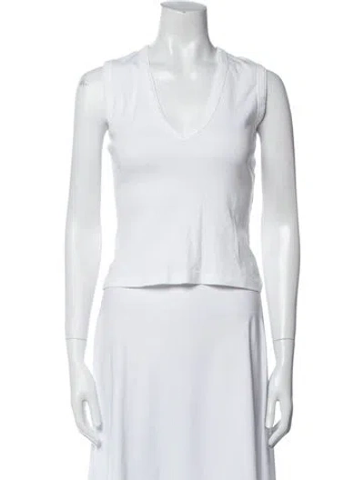Pre-owned Flore Flore V-neck Sleeveless Crop Top In White