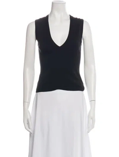 Pre-owned Flore Flore V-neck Sleeveless Top In Black