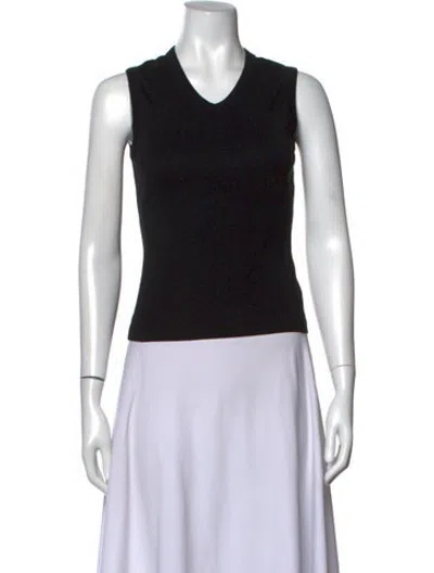 Pre-owned Flore Flore V-neck Sleeveless Top In Black