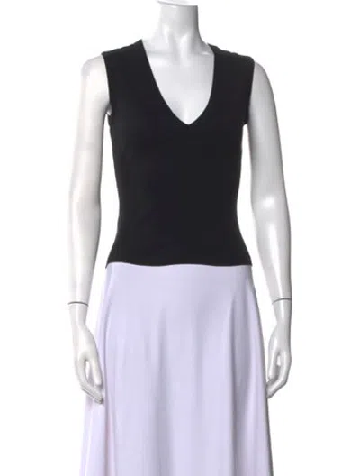 Pre-owned Flore Flore V-neck Sleeveless Top In Black