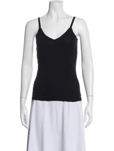 Pre-owned Flore Flore V-neck Sleeveless Top In Black