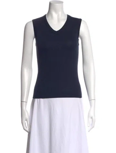 Pre-owned Flore Flore V-neck Sleeveless Top In Blue