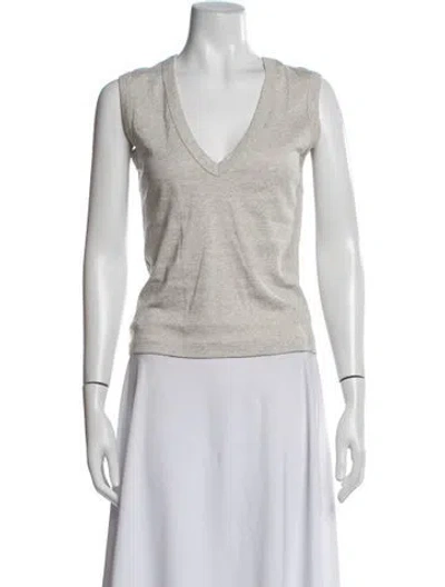 Pre-owned Flore Flore V-neck Sleeveless Top In Blue/white