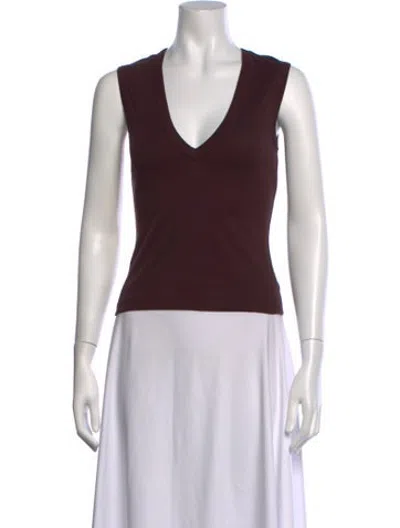 Pre-owned Flore Flore V-neck Sleeveless Top In Brown