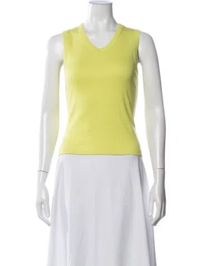 Pre-owned Flore Flore V-neck Sleeveless Top In Green