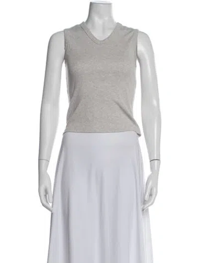 Pre-owned Flore Flore V-neck Sleeveless Top In Grey