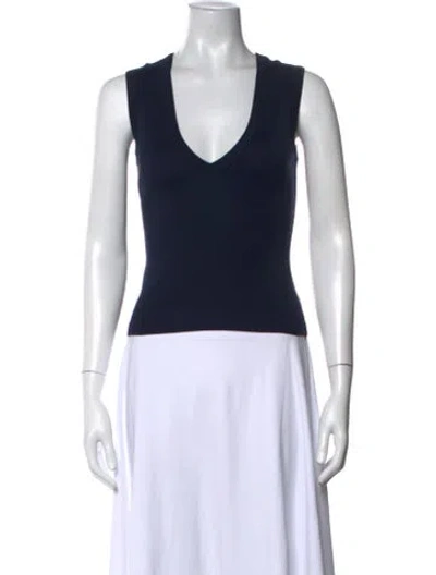 Pre-owned Flore Flore V-neck Sleeveless Top W/ Tags In Blue