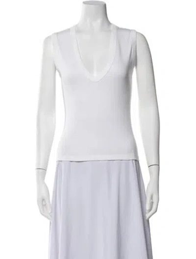 Pre-owned Flore Flore V-neck Sleeveless Top In White