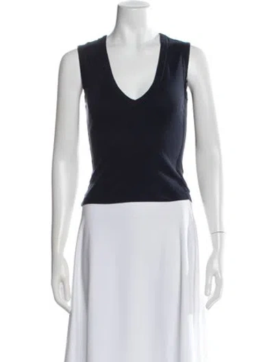 Pre-owned Flore Flore V-neck Sleeveless T-shirt In Black