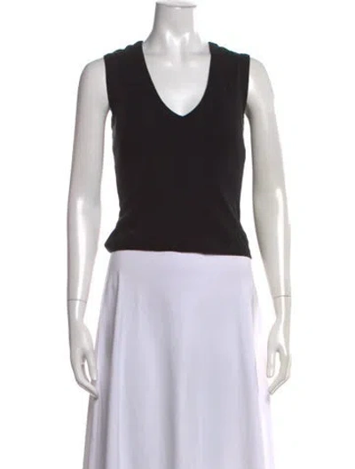 Pre-owned Flore Flore V-neck Sleeveless T-shirt In Black