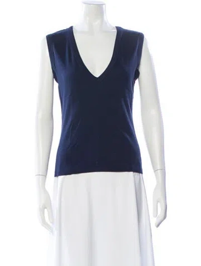 Pre-owned Flore Flore V-neck Sleeveless T-shirt In Blue