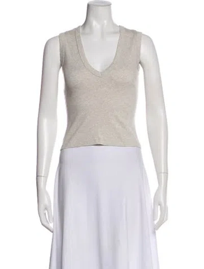 Pre-owned Flore Flore V-neck Sleeveless T-shirt In Gray