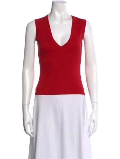 Pre-owned Flore Flore V-neck Sleeveless T-shirt In Red
