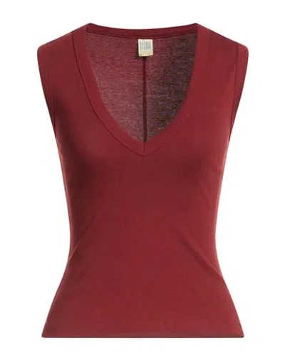 Flore Flore Woman T-shirt Brick Size M Organic Cotton In Burgundy