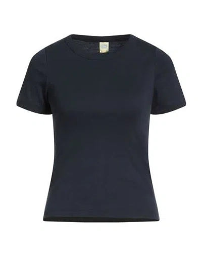Flore Flore Woman T-shirt Navy Size L Organic Cotton In Blue