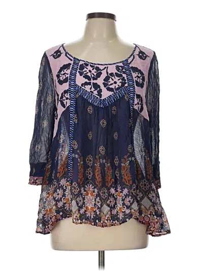 Pre-owned Floreat 3/4 Sleeve Blouse In Blue