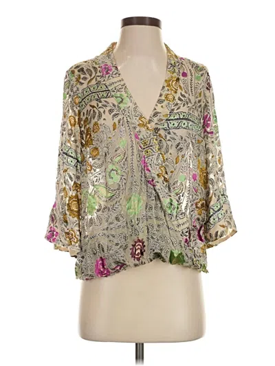 Pre-owned Floreat 3/4 Sleeve Blouse In Green