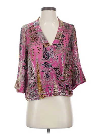 Pre-owned Floreat 3/4 Sleeve Blouse In Pink