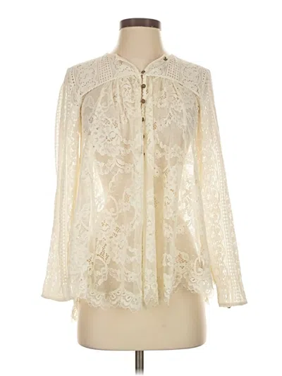 Pre-owned Floreat Long Sleeve Blouse In White