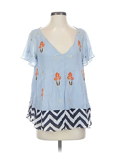 Pre-owned Floreat Short Sleeve Blouse In Blue