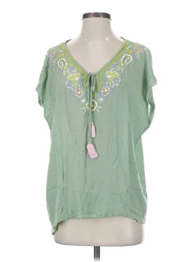 Pre-owned Floreat Short Sleeve Blouse In Green