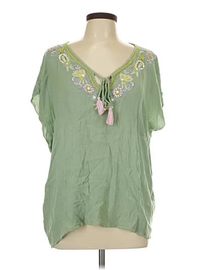 Pre-owned Floreat Short Sleeve Blouse In Green