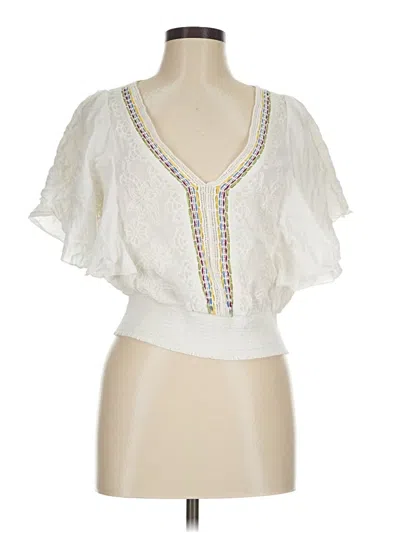 Pre-owned Floreat Short Sleeve Blouse In White