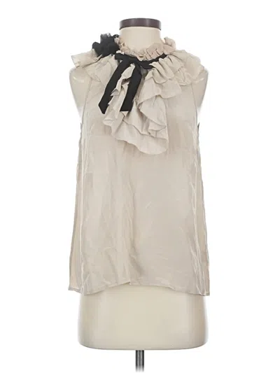 Pre-owned Floreat Sleeveless Silk Top Ivory Halter Neckline Tops