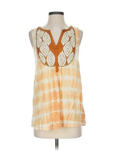 Pre-owned Floreat Tank Top Orange Plunge Neckline Tops