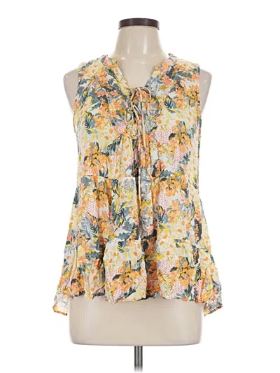 Pre-owned Floreat Tank Top Yellow Tie Neck Tops