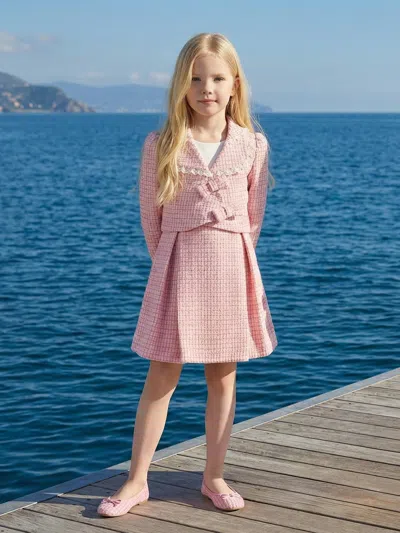 Florel Babies'  Girls Jacket And Skirt Set In Pink