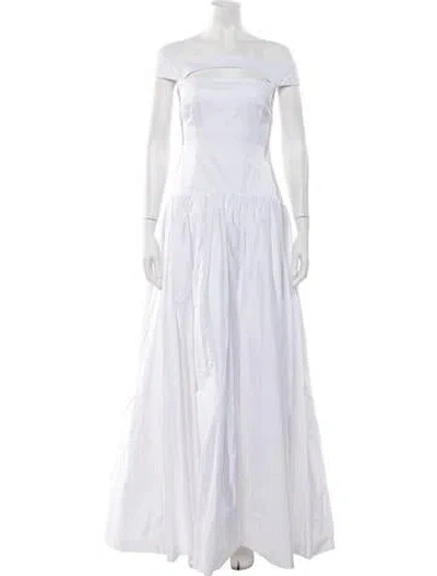 Pre-owned Florence & Fortitude Off-the-shoulder Long Dress In White
