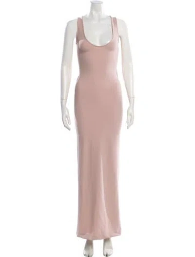 Pre-owned Florence & Fortitude Scoop Neck Long Dress In Pink