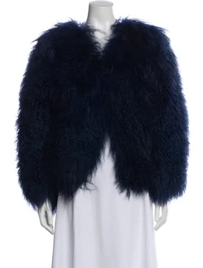 Pre-owned Florence Bridge Fur Faux Fur Jacket In Blue