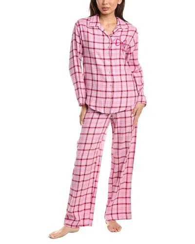 Florence By Mills 2pc Flannel Sleep Set In Pink