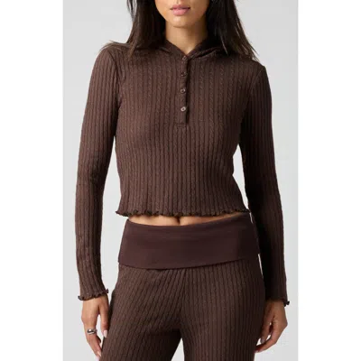 Florence By Mills Baby Cable Knit Cropped Hoodie In Brown