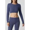 Florence By Mills Ballet Cable Crop Sweater In Blue