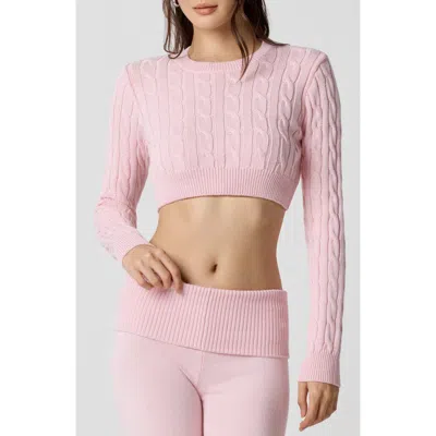 Florence By Mills Ballet Cable Crop Sweater In Pink